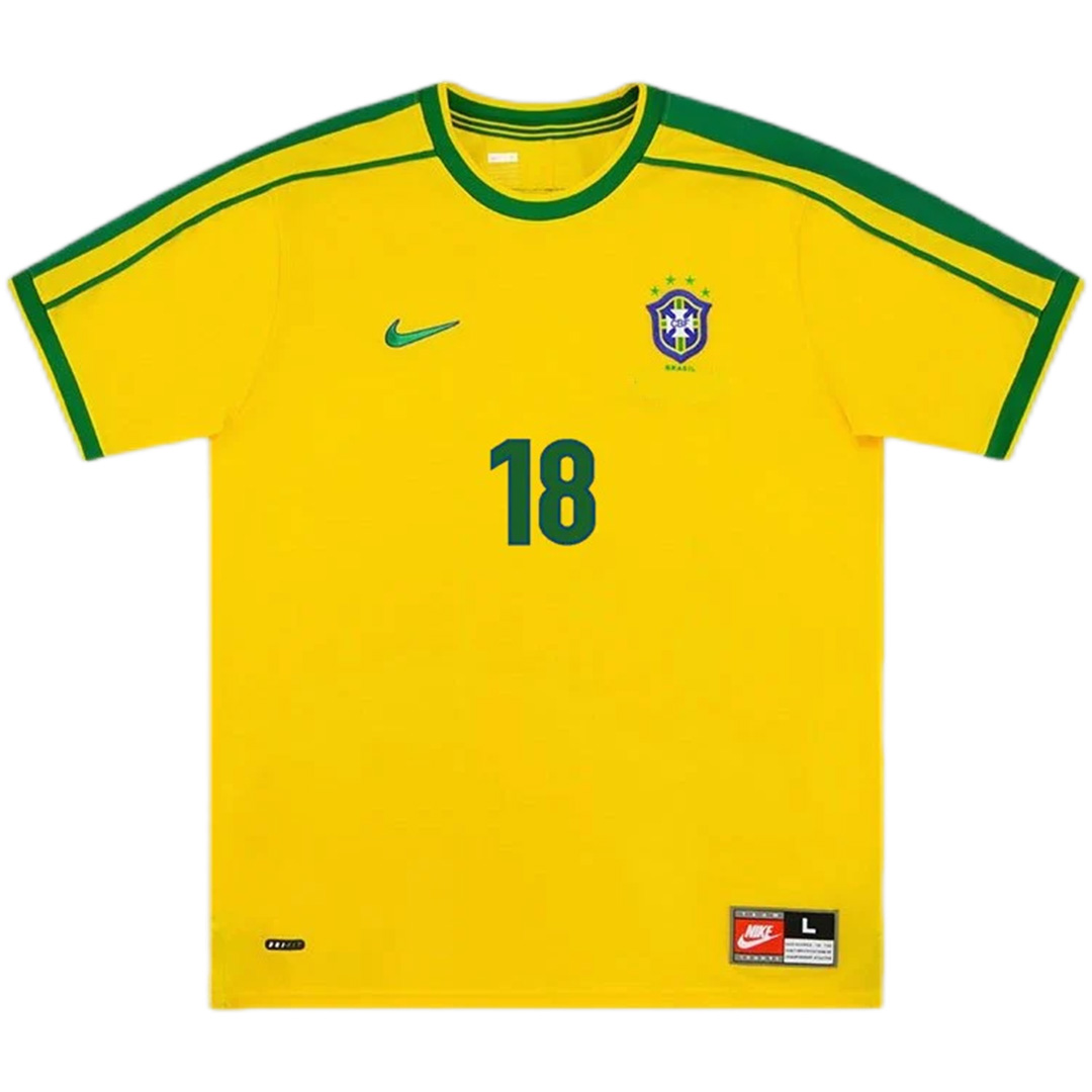 Brazil LEONARDO #18 Retro Jersey Home World Cup 1998