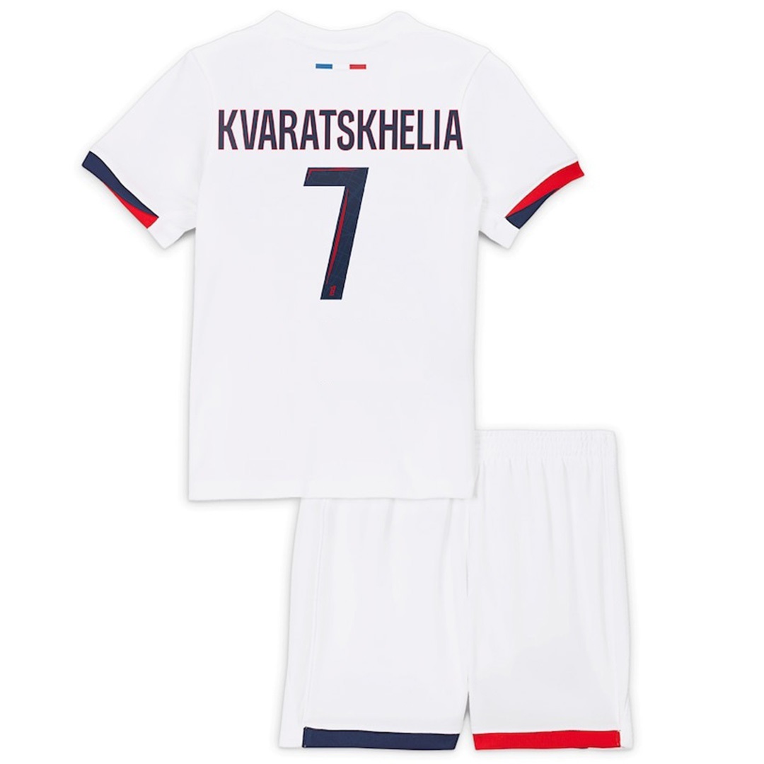 KVARATSKHELIA #7 Kids PSG Away Jersey Kit 2024/25