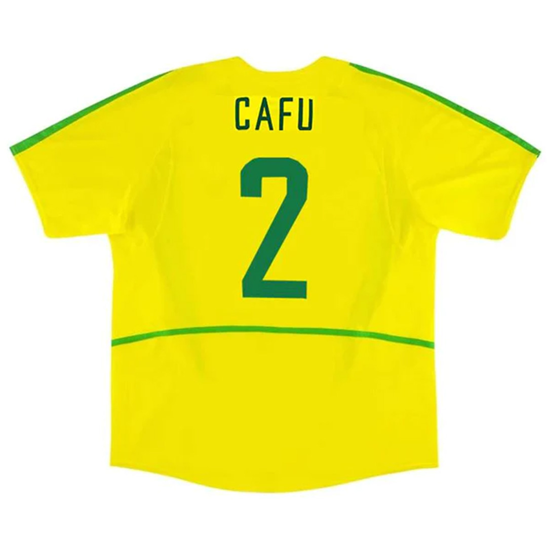 Brazil CAFU #2 Retro Jersey Home World Cup 2002
