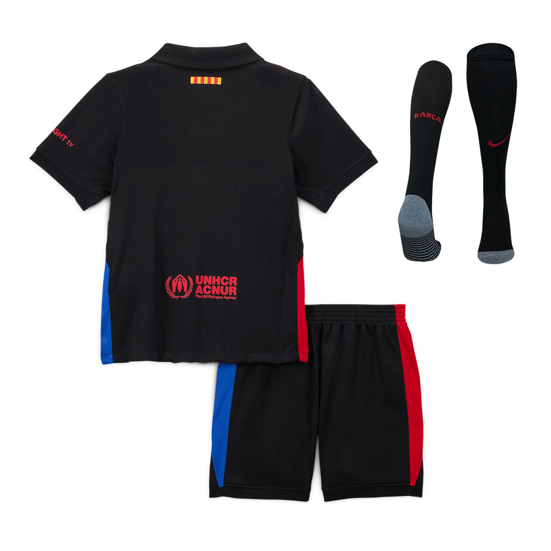 Kids Barcelona Away Spotify Logo Without Text Full Kit(Jersey+Shorts+Socks) 2024/25