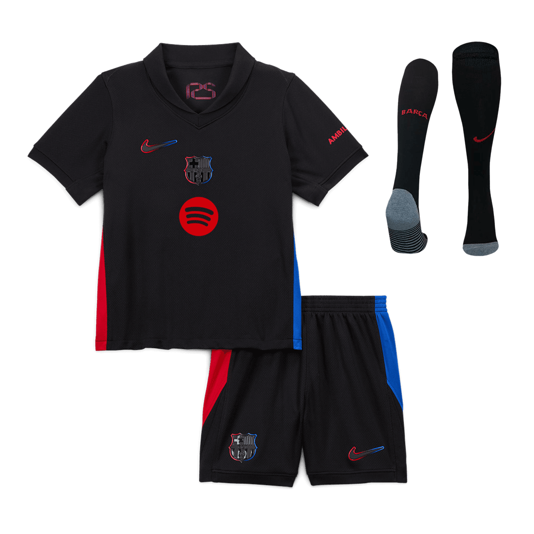 Kids Barcelona Away Spotify Logo Without Text Full Kit(Jersey+Shorts+Socks) 2024/25